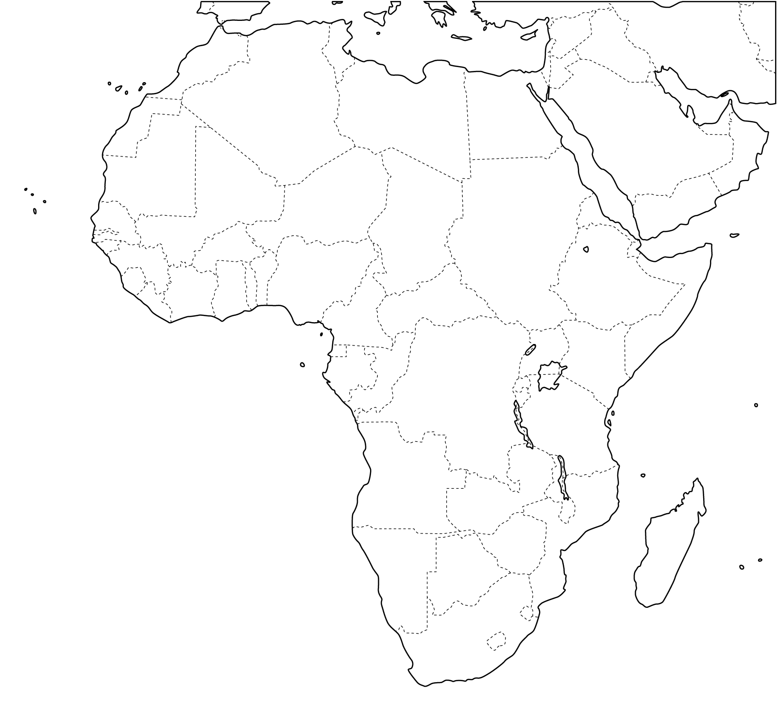 Blank kart over Afrika
