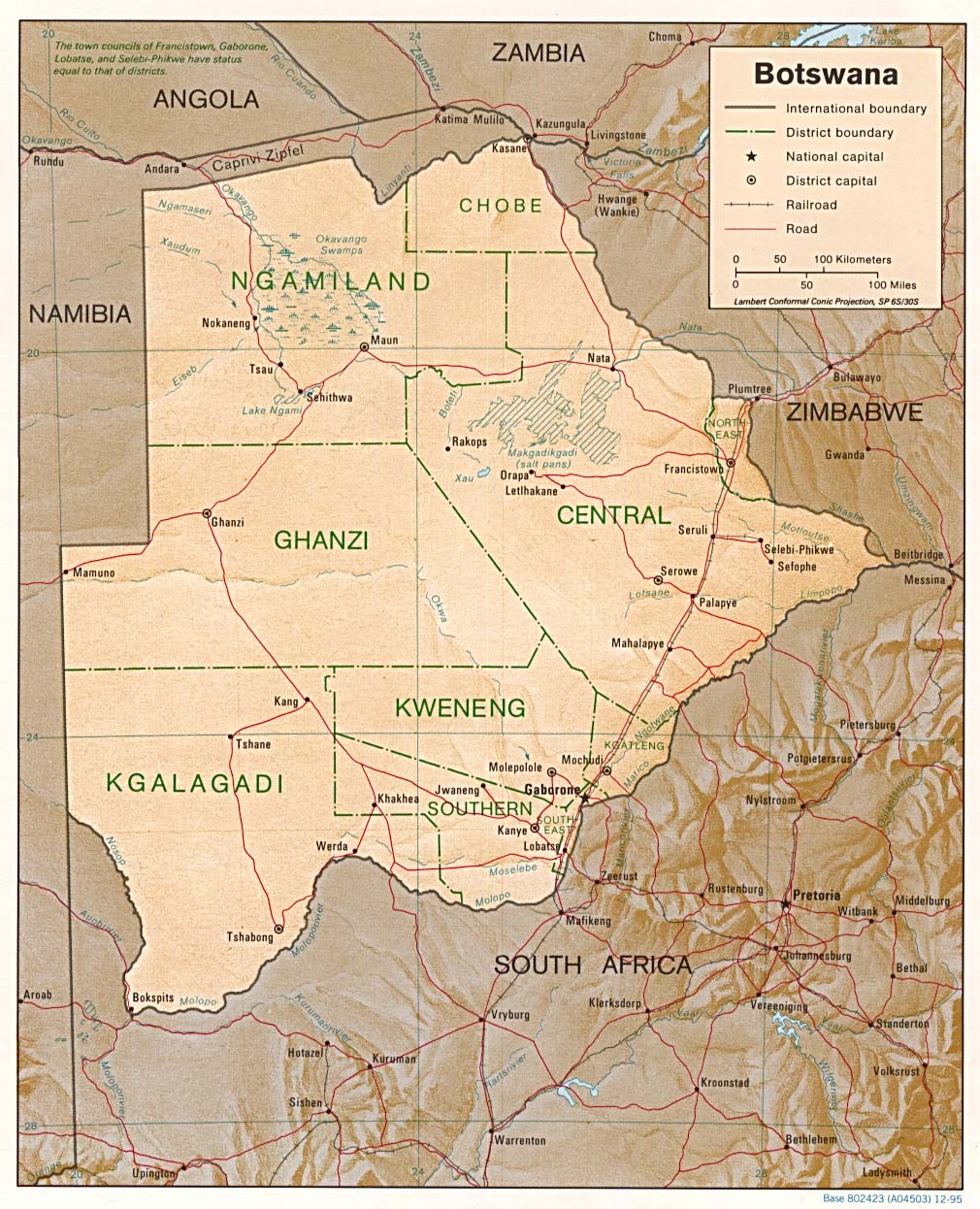 Terreng kart over Botswana