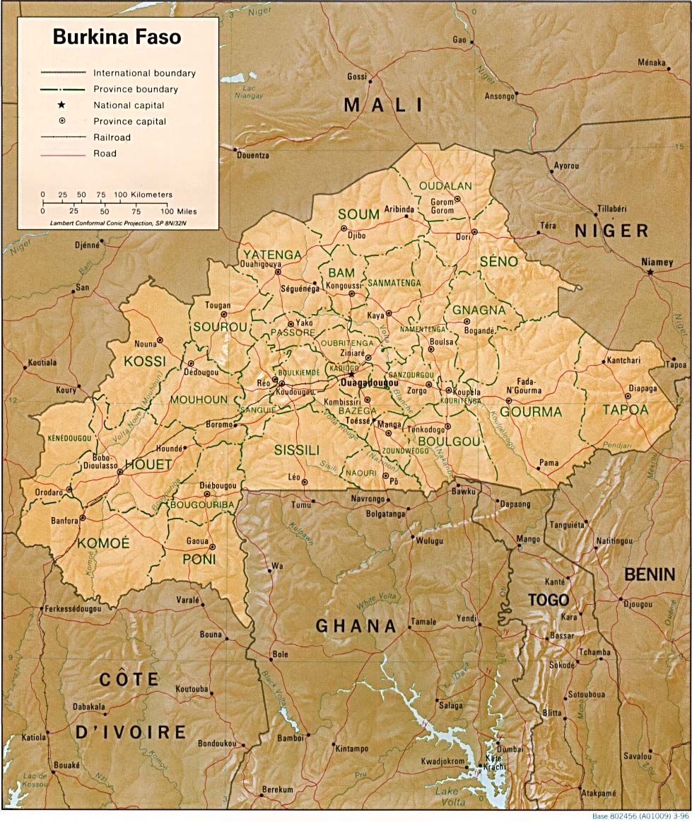 Terreng kart over Burkina Faso