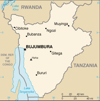 Politisk kart over Burundi
