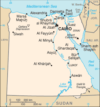 Politisk kart over Egypt