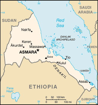 Politisk kart over Eritrea
