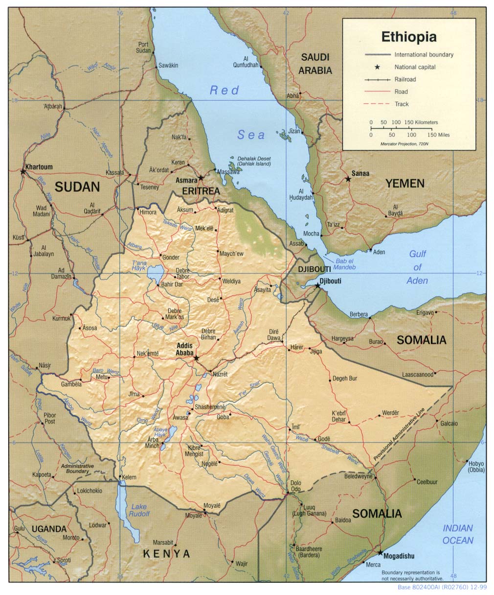 Terreng kart over Etiopia