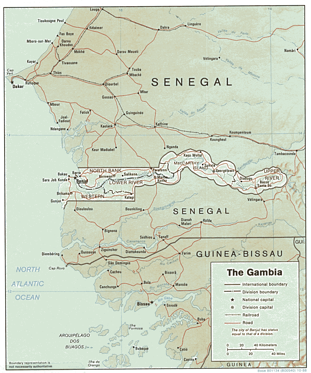 Terreng kart over Gambia