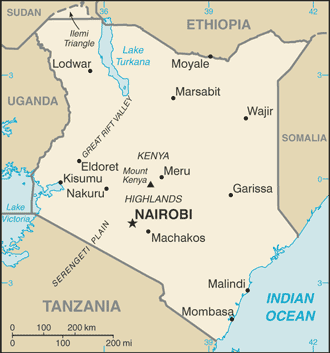Politisk kart over Kenya
