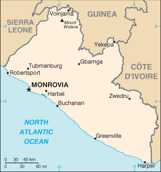 Politisk kart over Liberia