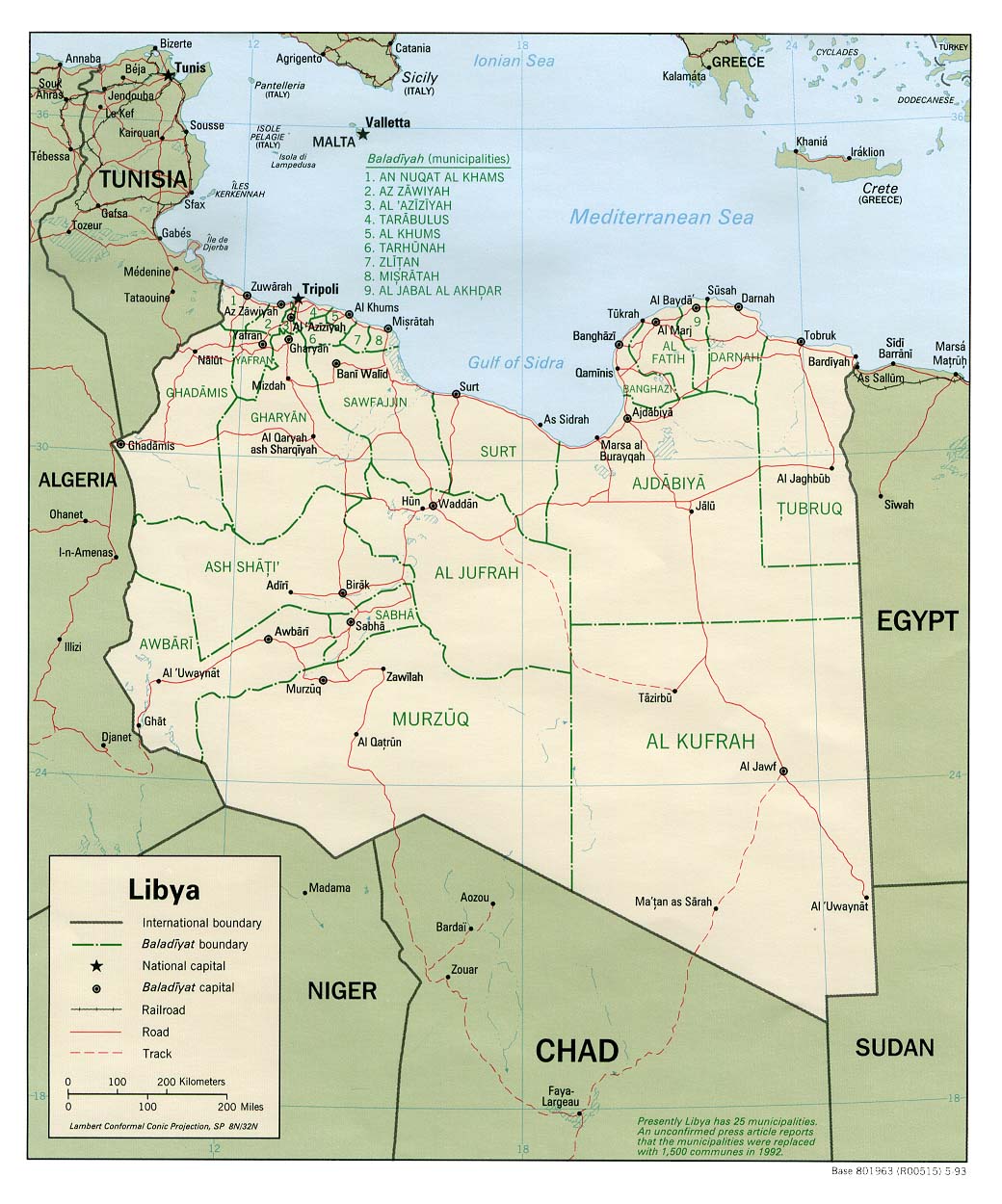 Politisk kart over Libya