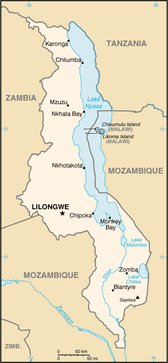 Politisk kart over Malawi 2008