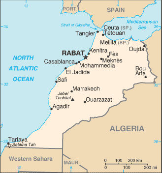 Politisk kart Marokko 2008