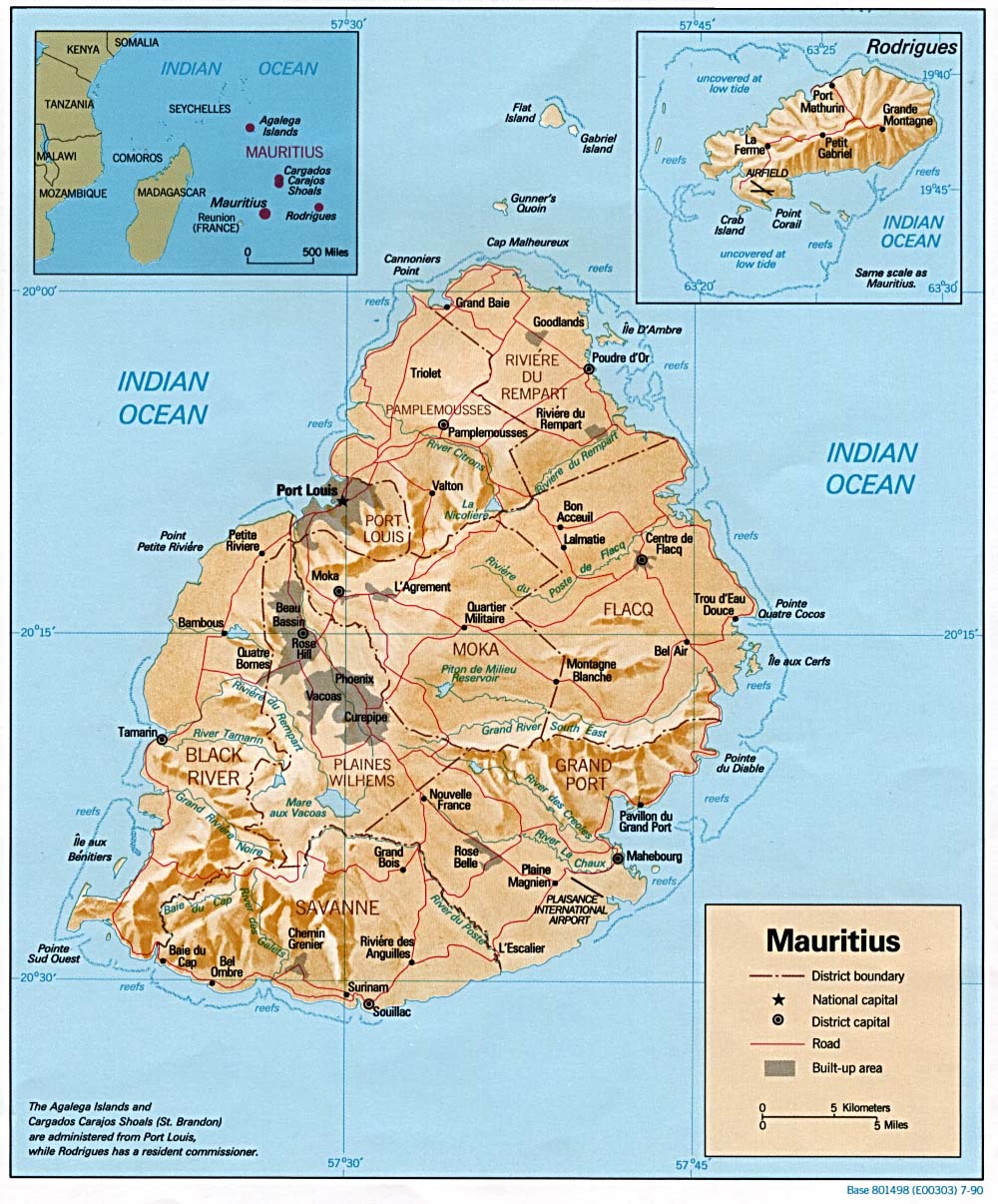 Terreng kart over Mauritius 1990