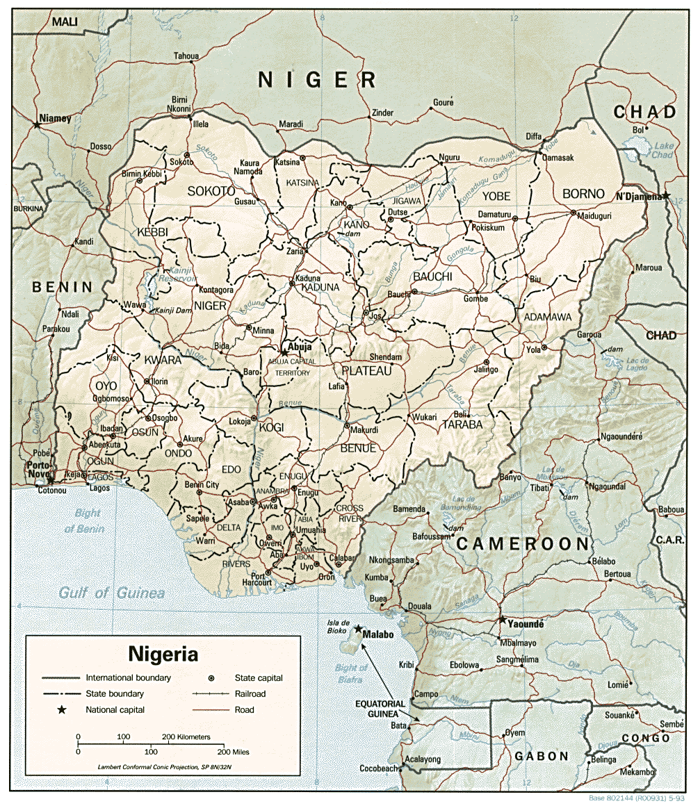 Terreng kart over Nigeria