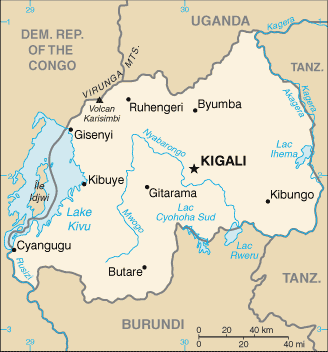 Politisk kart over Rwanda
