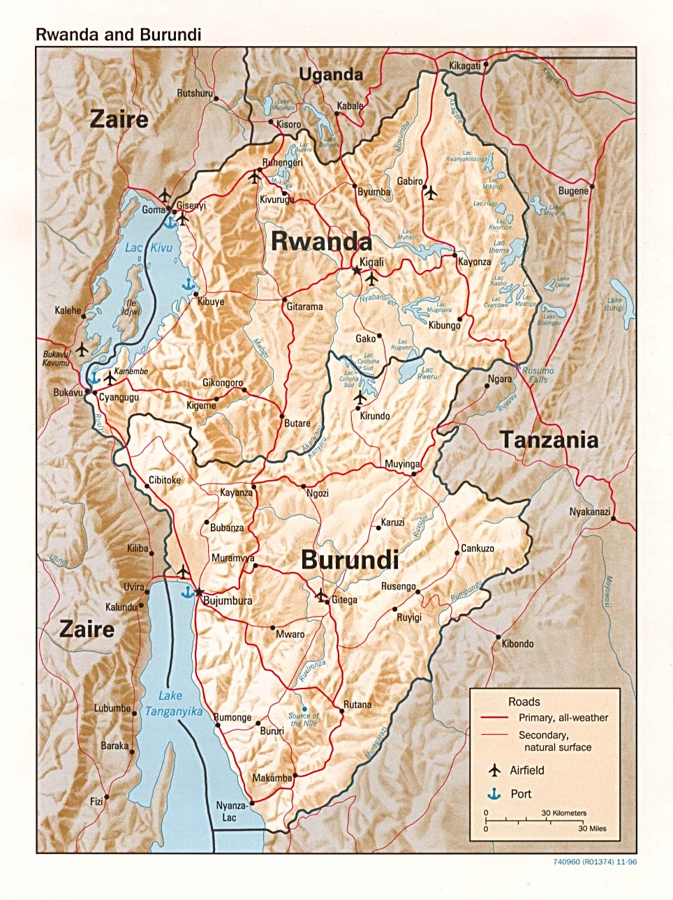 Terreng kart over Rwanda