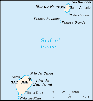 Politisk kart over São Tomé og Principe