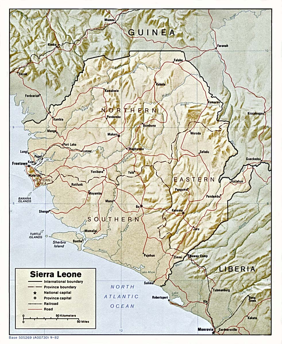 Terreng kart over Sierra Leone