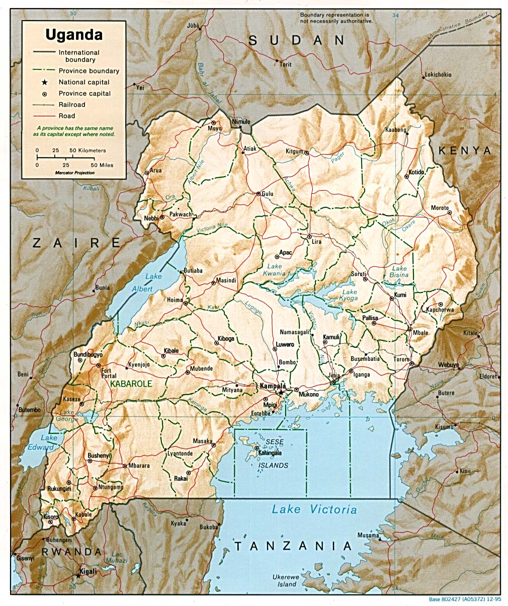 Terreng kart over Uganda